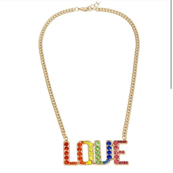 Betsey Johnson Jewelry - Betsey Johnson Rainbow LOVE Necklace